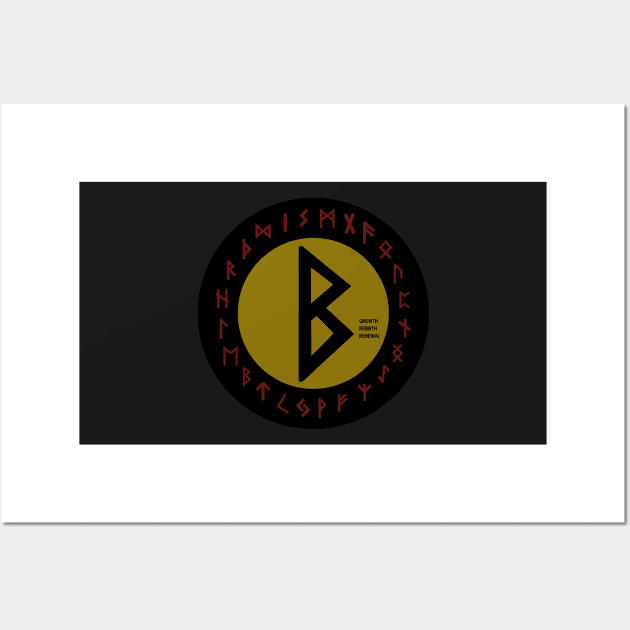 Yellow Berkana Futhark Rune Symbol Wall Art by DepicSpirit